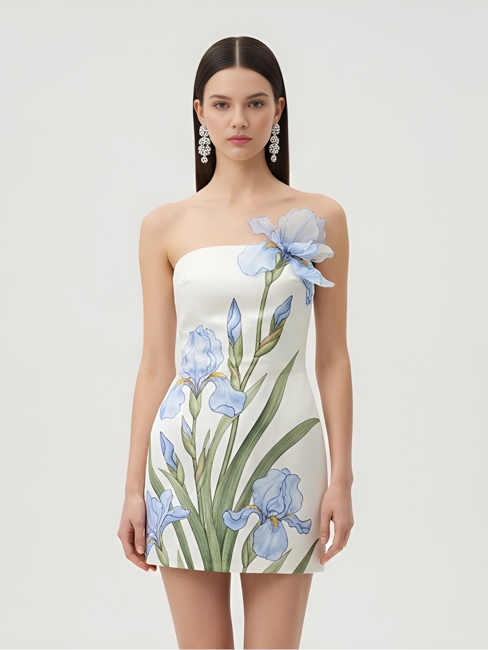Floral Printed Mini Dress - White